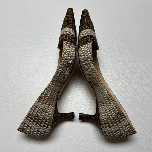 Manolo Blahnik Leopard/Striped Pointed Toe Kitten Heels Size 39 1/2 EUC - Picture 5 of 16